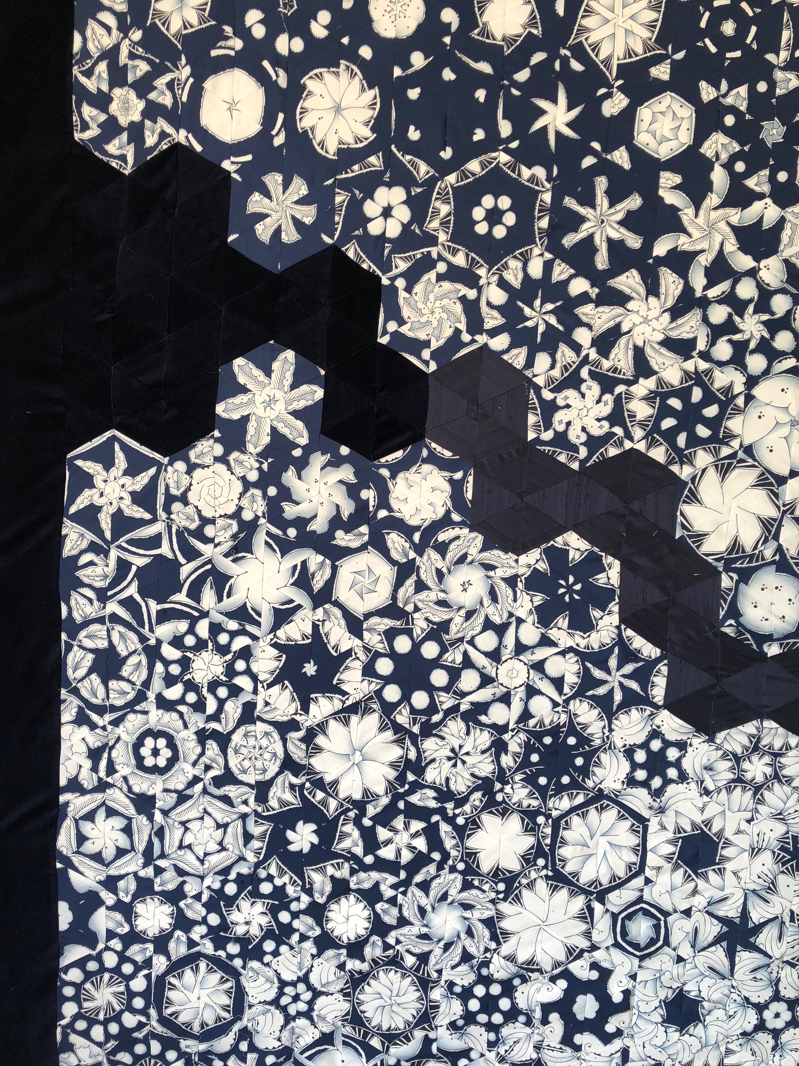 indigo hexie quilt