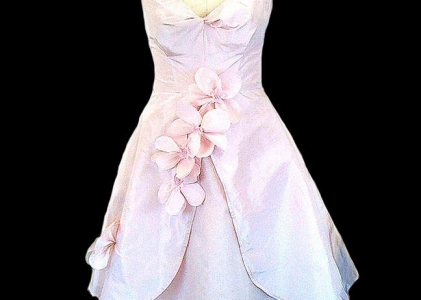 Pink silk wrap front dress