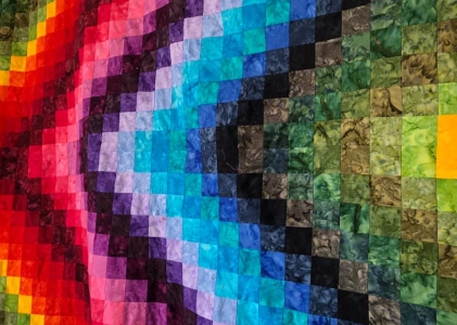 huge rainbow squares quilt