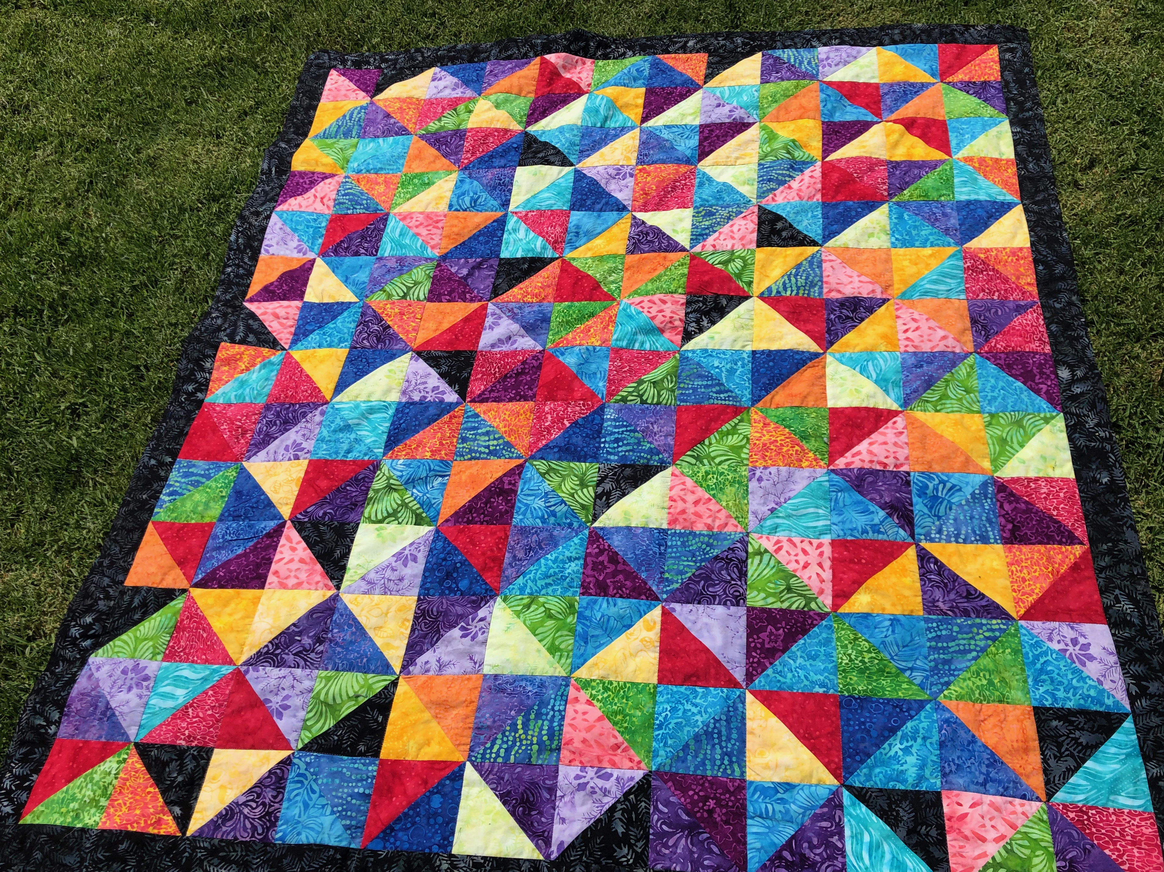 windmill batik HST triangles quilt